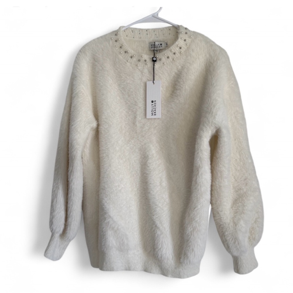 Molly Bracken Cream Sweater with Pearl Detail